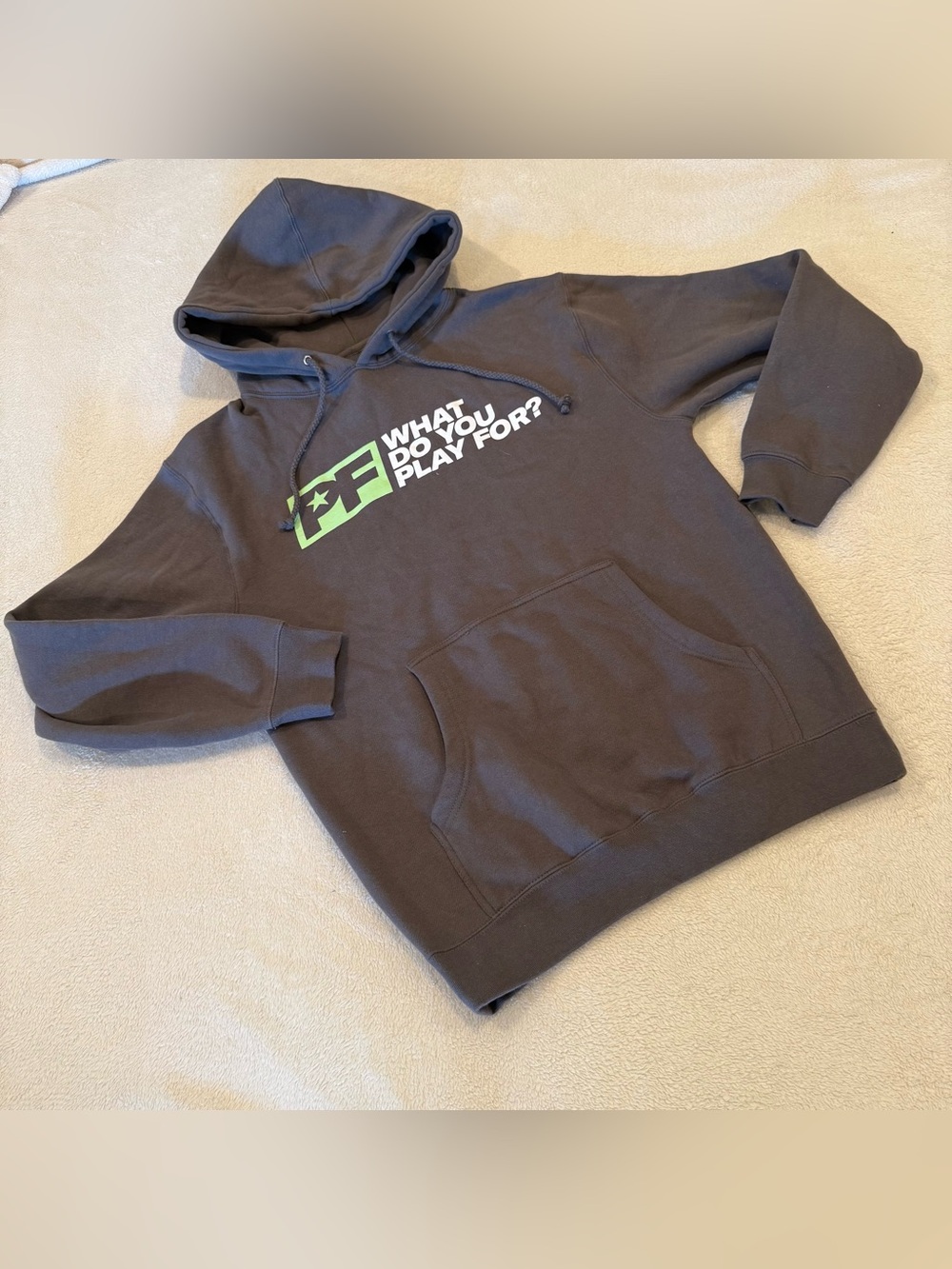 Grey Hoodie with Green & White Logo